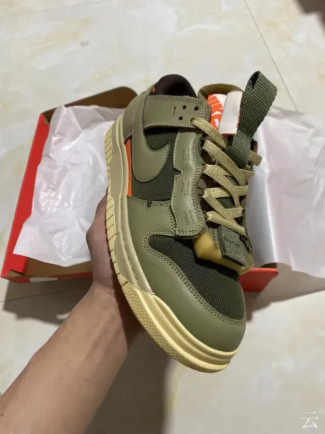 Nike Dunk Low Olive Green Orange Accent Lifestyle Sneakers 5