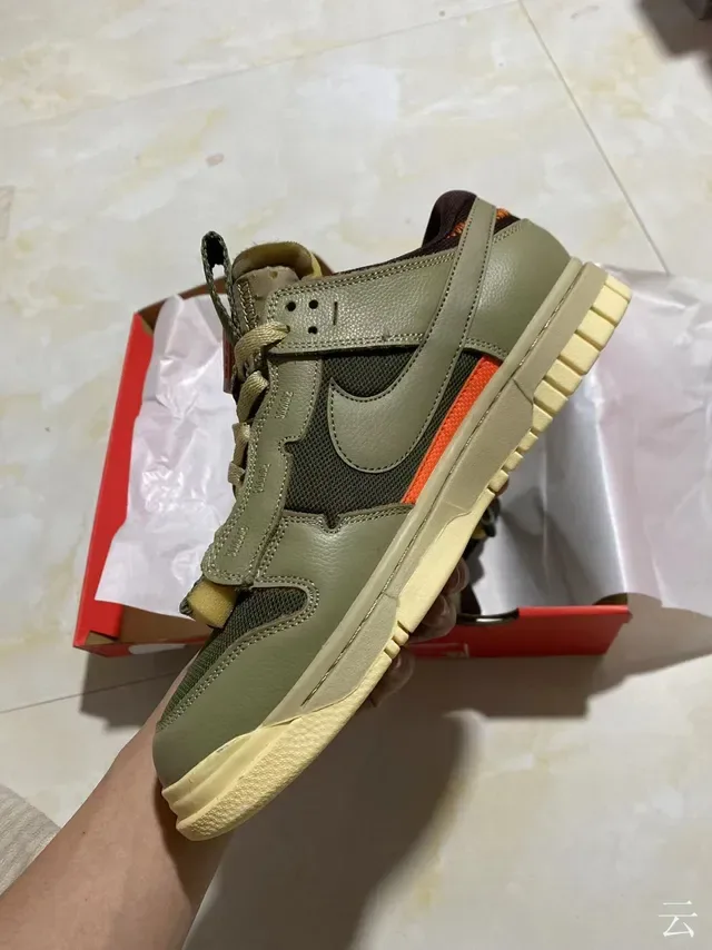 Nike Dunk Low Olive Green Orange Accent Lifestyle Sneakers 7