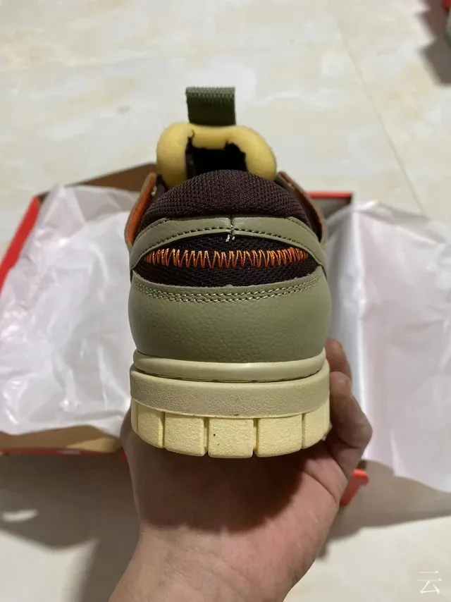 Nike Dunk Low Olive Green Orange Accent Lifestyle Sneakers 9
