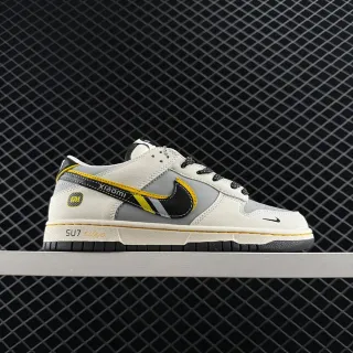 Nike Dunk Low Xiaomi सहयोग हल्का भूरा काला पीला स्केटबोर्ड जूते