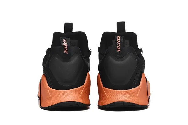 Nike Free-Inspired Chaussures de course en tricot noir et orange 3