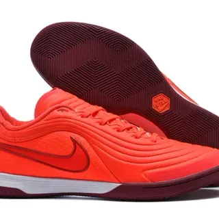 Nike Futsal Orange Burgundy Low-Top Wave-Patterned Upper Indoor Soccer Shoes