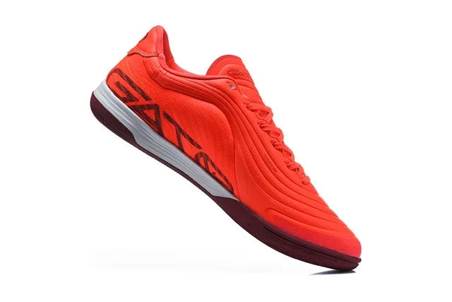 Nike Futsal Orange Burgundy Low-Top Wave-Patterned Upper Indoor Soccer Shoes 3