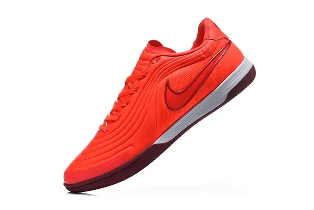 Nike Futsal Orange Burgundy Low-Top Wave-Patterned Upper Indoor Soccer Shoes 4
