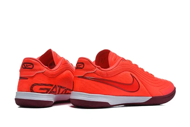 Nike Futsal Orange Burgundy Low-Top Wave-Patterned Upper Indoor Soccer Shoes 5