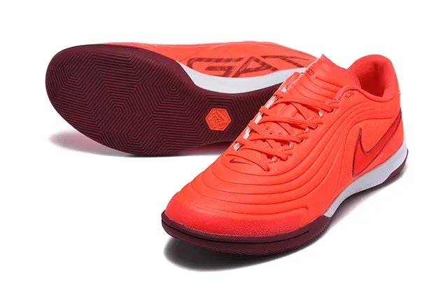 Nike Futsal Orange Burgundy Low-Top Wave-Patterned Upper Indoor Soccer Shoes 6
