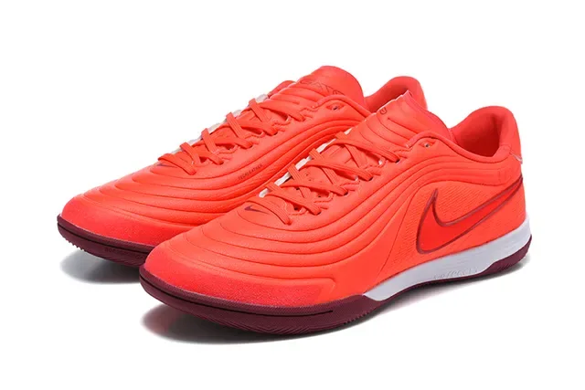 Nike Futsal Orange Burgundy Low-Top Wave-Patterned Upper Indoor Soccer Shoes 8
