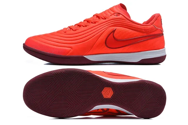 Nike Futsal Orange Burgundy Low-Top Wave-Patterned Upper Indoor Soccer Shoes 9