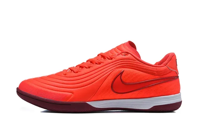 Nike Futsal Orange Burgundy Low-Top Wave-Patterned Upper Indoor Soccer Shoes 10