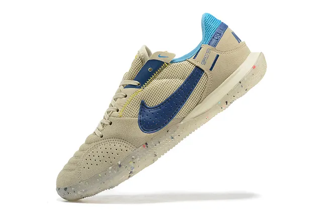 Nike Gato Chaussures de foot indoor Beige Bleu low top avec upper perforé suede-mesh 6
