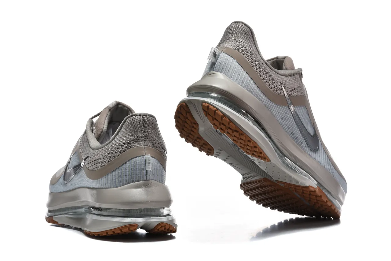 Nike Gray Beige Engineered Mesh Upper Full-Length Air Zoom Unit Running Shoes 2