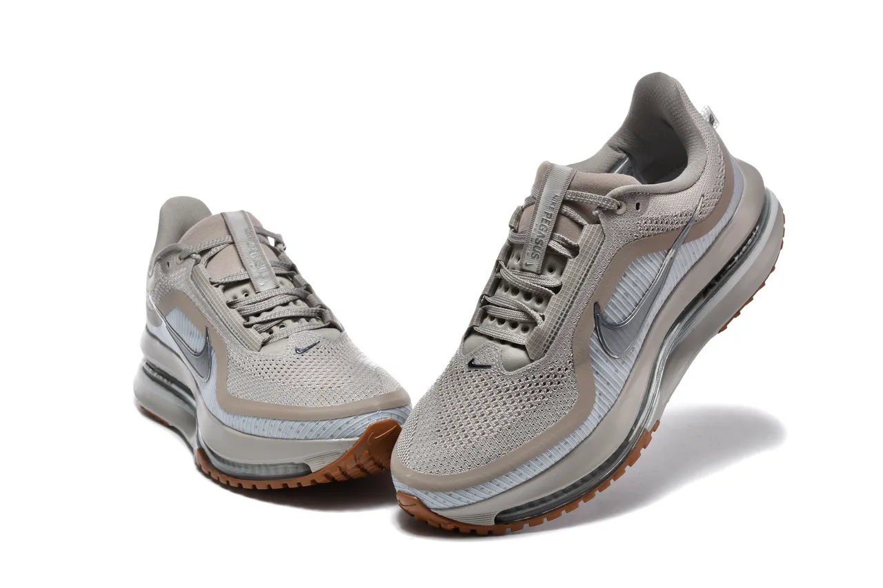 Nike Gray Beige Engineered Mesh Upper Full-Length Air Zoom Unit Running Shoes 3