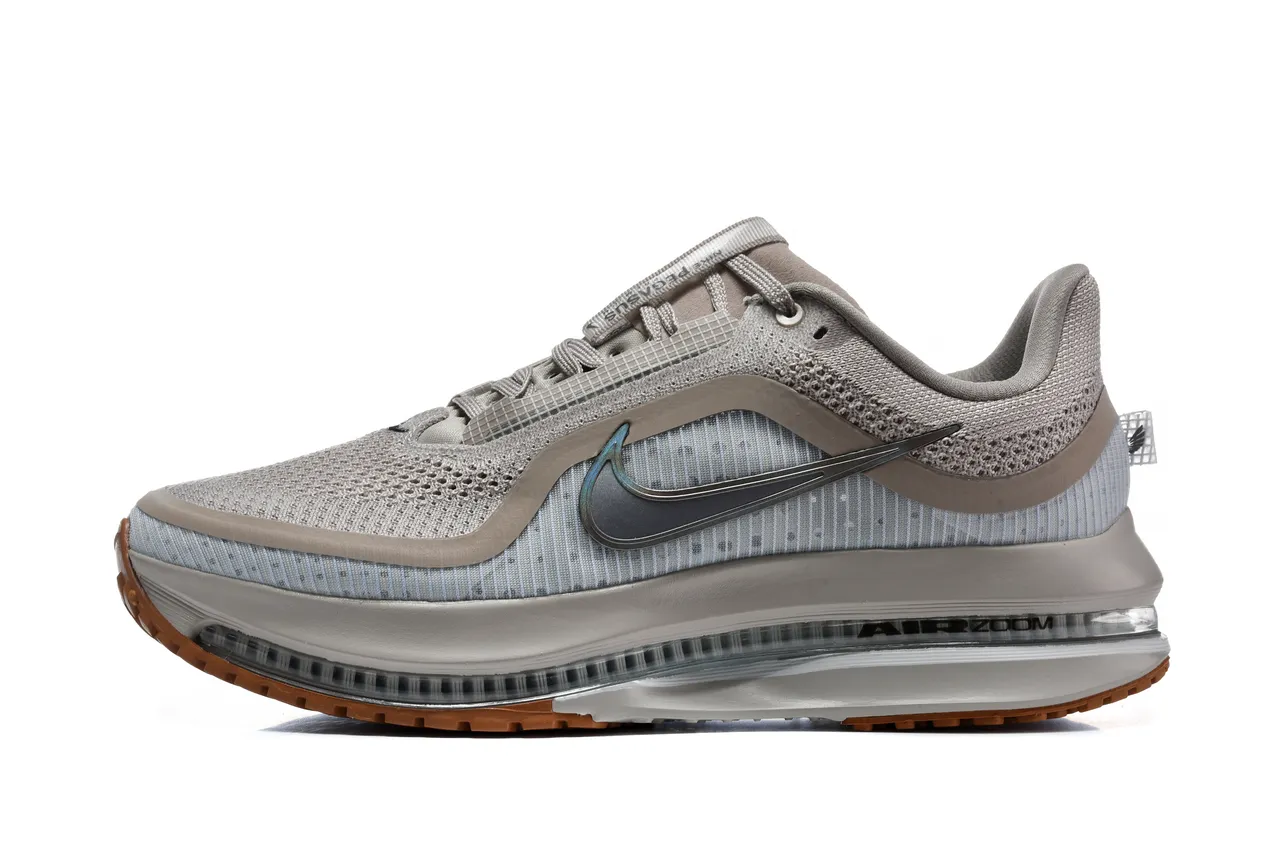 Nike Gray Beige Engineered Mesh Upper Full-Length Air Zoom Unit Running Shoes 7