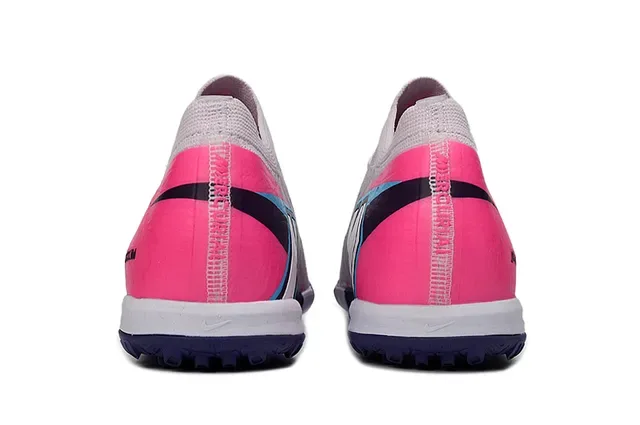 Nike Gray Pink Knit Upper Iridescent Swoosh Turf Soccer Shoes 4