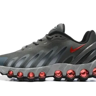 Nike Gray Red Mesh Upper Synthetic Cage Overlays Running Shoes