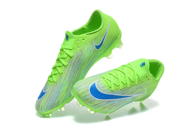 Nike Green Blue Low-Cut Knit Upper Dynamic Fit Collar Firm-Ground Soccer Shoes 2