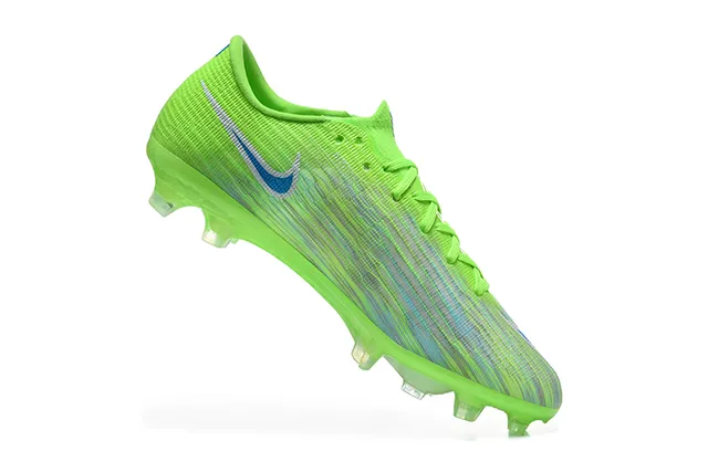 Nike Green Blue Low-Cut Knit Upper Dynamic Fit Collar Firm-Ground Soccer Shoes 3
