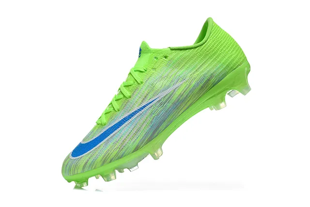 Nike Green Blue Low-Cut Knit Upper Dynamic Fit Collar Firm-Ground Soccer Shoes 4