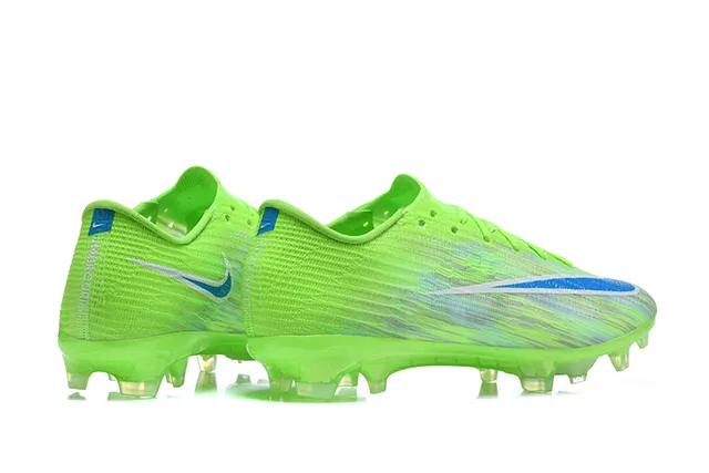 Nike Green Blue Low-Cut Knit Upper Dynamic Fit Collar Firm-Ground Soccer Shoes 5