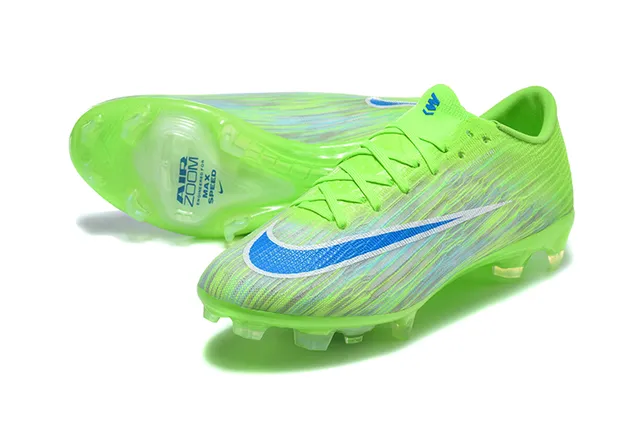 Nike Green Blue Low-Cut Knit Upper Dynamic Fit Collar Firm-Ground Soccer Shoes 6