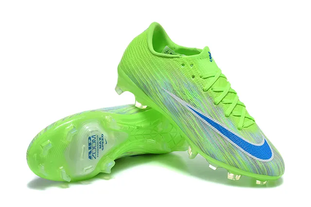 Nike Green Blue Low-Cut Knit Upper Dynamic Fit Collar Firm-Ground Soccer Shoes 7