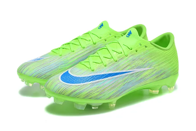 Nike Green Blue Low-Cut Knit Upper Dynamic Fit Collar Firm-Ground Soccer Shoes 8