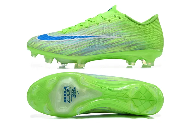 Nike Green Blue Low-Cut Knit Upper Dynamic Fit Collar Firm-Ground Soccer Shoes 9