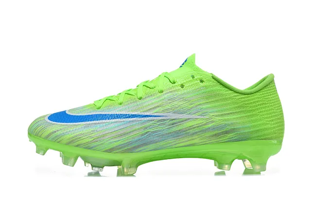 Nike Green Blue Low-Cut Knit Upper Dynamic Fit Collar Firm-Ground Soccer Shoes 10