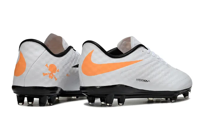 Nike Hypervenom White Orange Low-Cut Synthetic Upper Textured Forefoot Firm-Ground Soccer Shoes 5