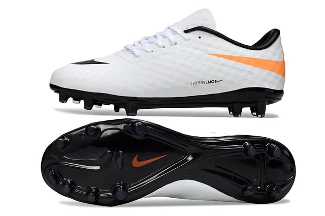 Nike Hypervenom White Orange Low-Cut Synthetic Upper Textured Forefoot Firm-Ground Soccer Shoes 6