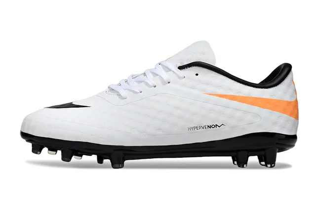 Nike Hypervenom White Orange Low-Cut Synthetic Upper Textured Forefoot Firm-Ground Soccer Shoes 7