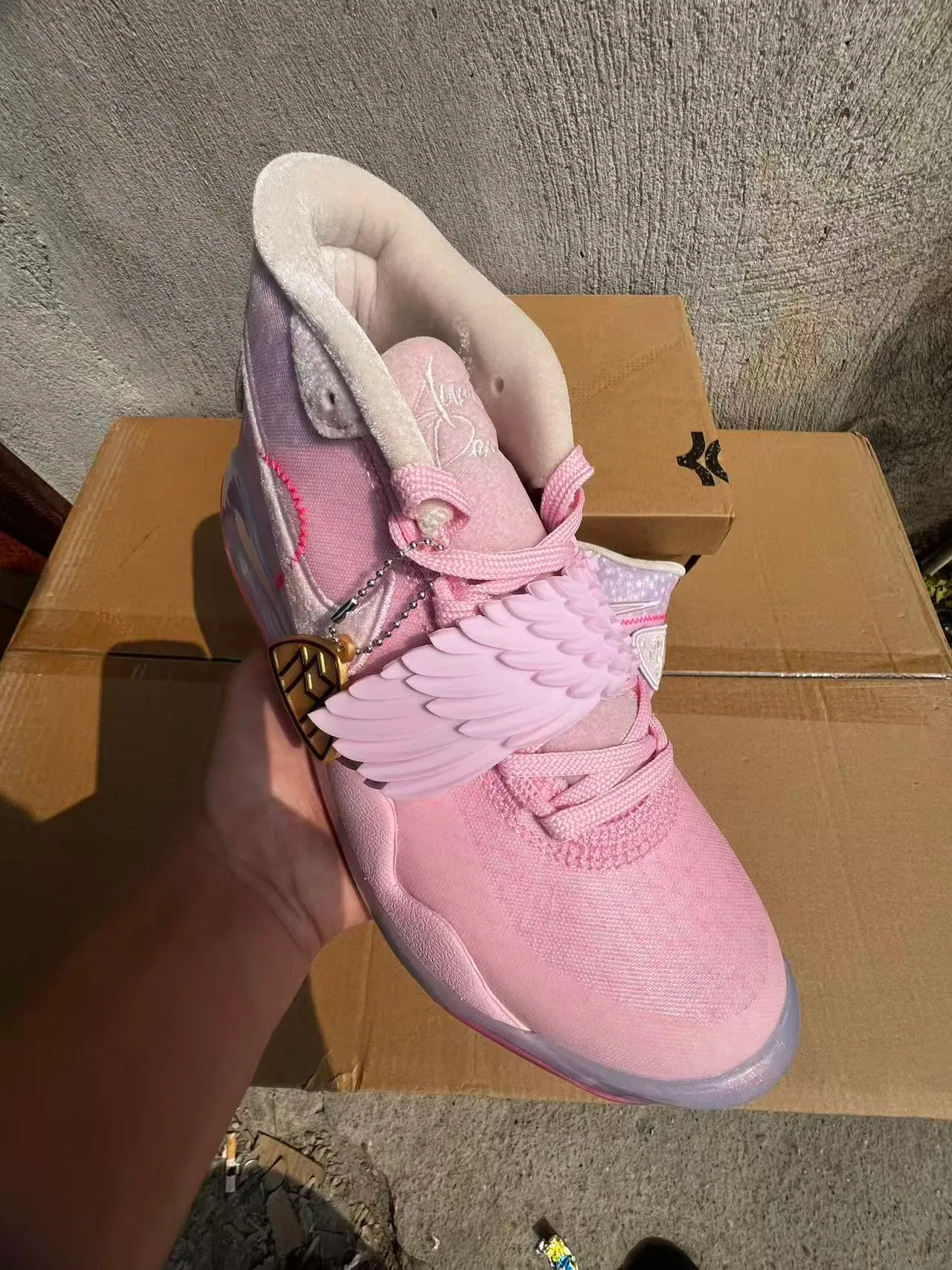Nike KD Pink Purple High-Top Silhouette Layered Mesh And Synthetic Upper Basketball Shoes 4