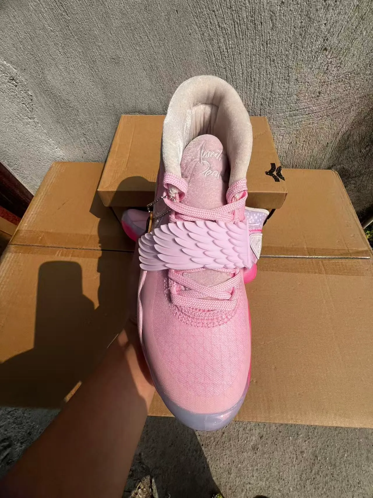 Nike KD Pink Purple High-Top Silhouette Layered Mesh And Synthetic Upper Basketball Shoes 5