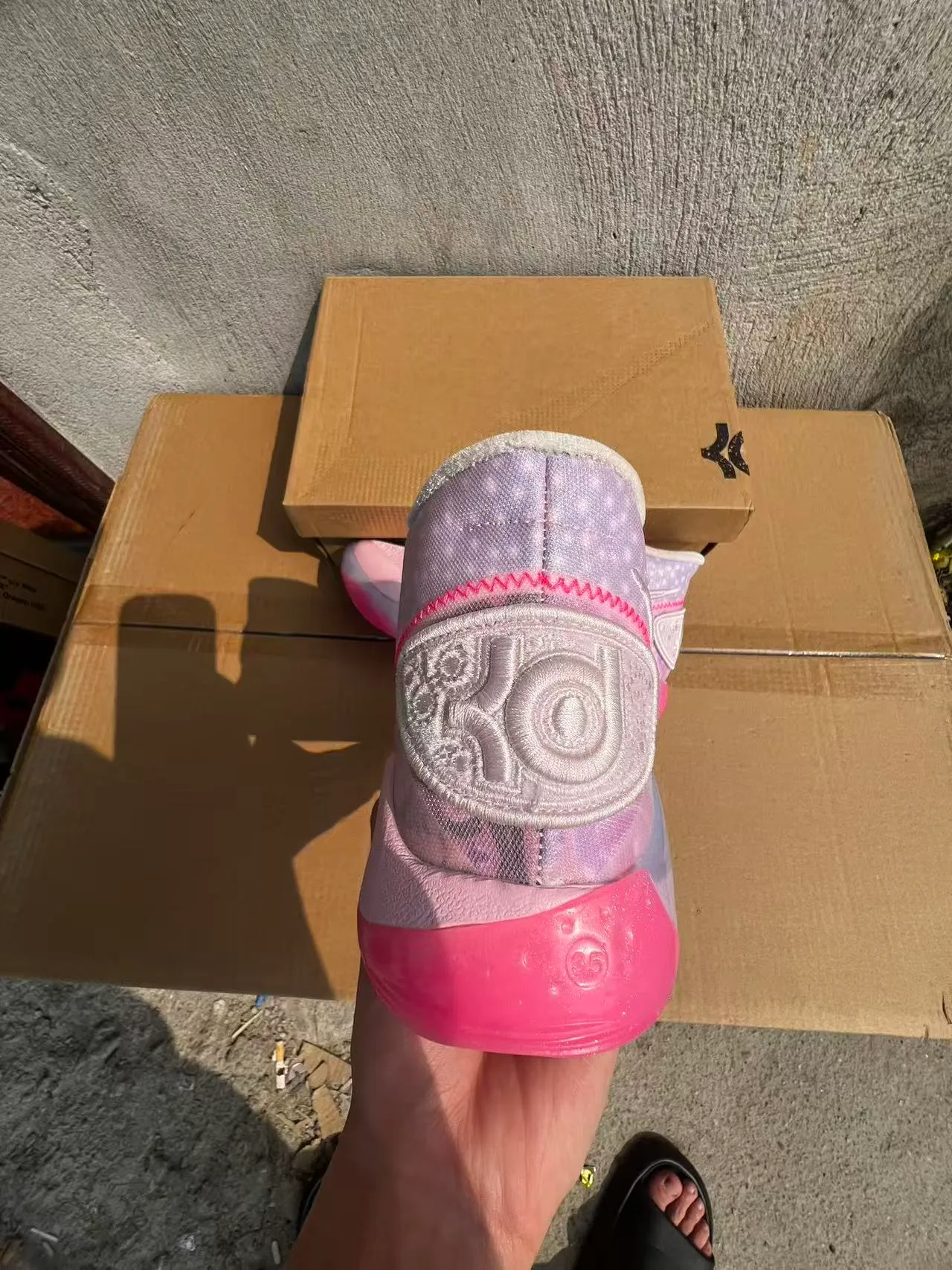 Nike KD Pink Purple High-Top Silhouette Layered Mesh And Synthetic Upper Basketball Shoes 9