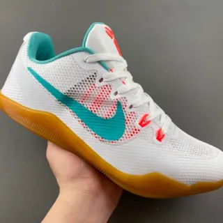 Nike Kobe White Blue Perforated Mesh Upper Teal Swoosh Overlay Basketball Shoes