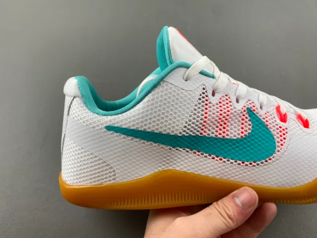 Nike Kobe White Blue Perforated Mesh Upper Teal Swoosh Overlay Basketball Shoes 3