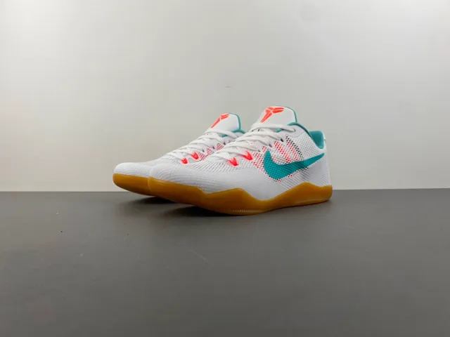 Nike Kobe White Blue Perforated Mesh Upper Teal Swoosh Overlay Basketball Shoes 10