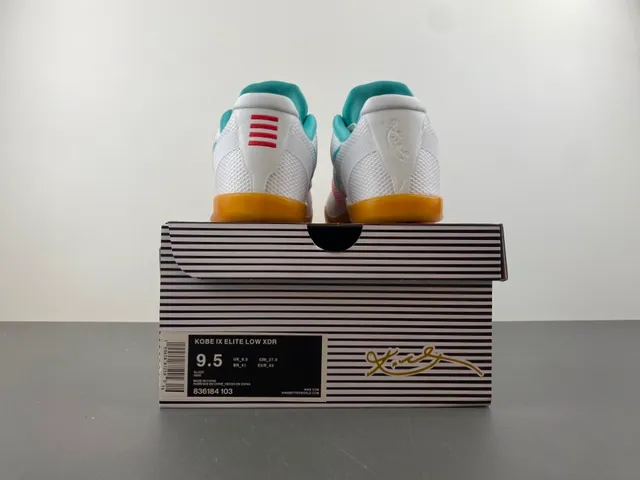 Nike Kobe White Blue Perforated Mesh Upper Teal Swoosh Overlay Basketball Shoes 17