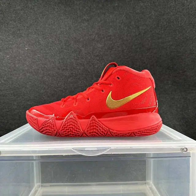 Nike Kyrie Red and Gold High-Top Knit Basketball Shoes 2