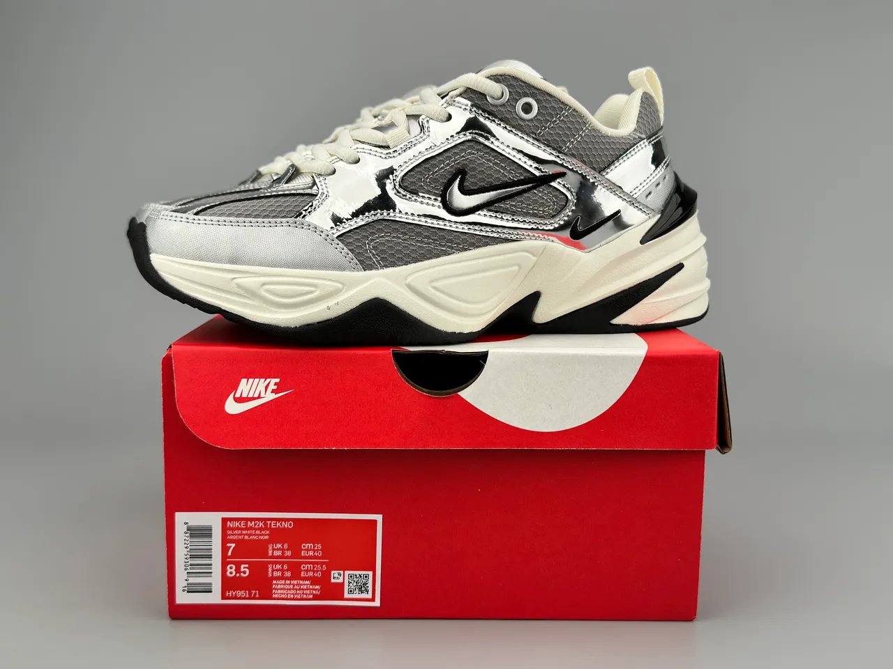 Nike M2K Tekno Silver Metallic Chunky Sneakers 2