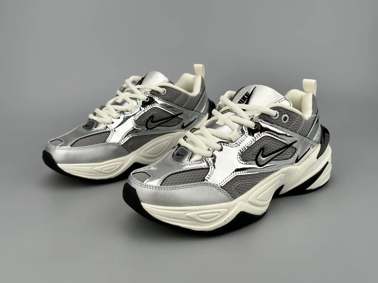 Nike M2K Tekno Silver Metallic Chunky Sneakers 9
