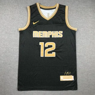 Nike Memphis Grizzlies Ja Morant Black Select Edition Gold Perforated Mesh V-Neck Jersey