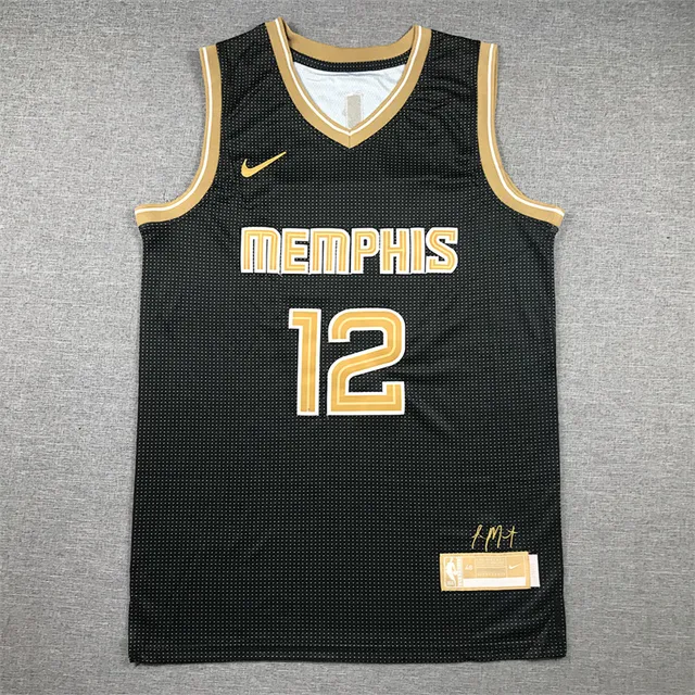 Maillot Nike Memphis Grizzlies Ja Morant Black Select Edition Mailles Perforées Dorées Col en V 2