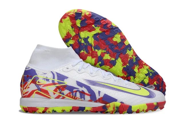 Nike Mercurial Chaussures de football multicolores à col haut en matière synthétique texturée pour gazon artificiel 1