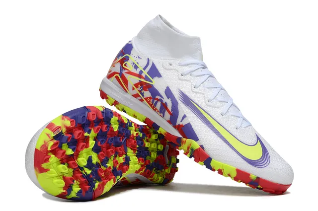 Nike Mercurial Chaussures de football multicolores à col haut en matière synthétique texturée pour gazon artificiel 4
