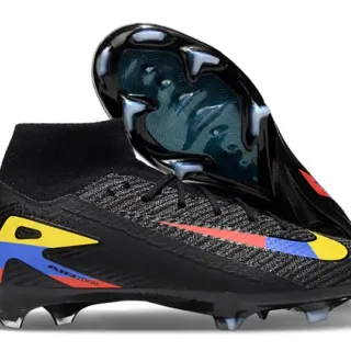 Nike Mercurial Superfly Black Yellow Blue Red Firm-Ground Soccer Shoes