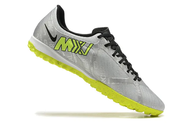 Nike Mercurial Vapor cinza amarelo baixo-corte sintético superior repetitivo gráfico impressão grama artificial sapatos futebol 3