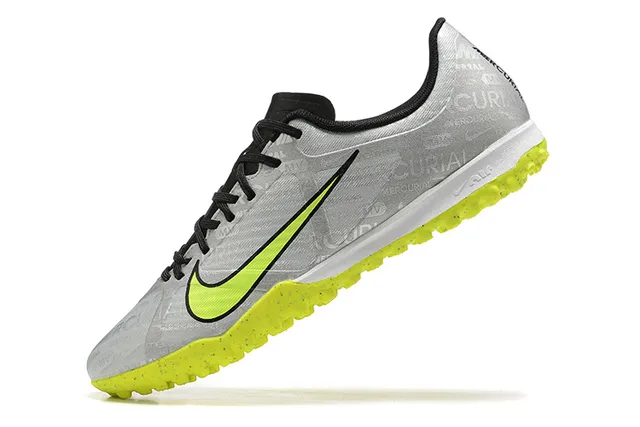 Nike Mercurial Vapor cinza amarelo baixo-corte sintético superior repetitivo gráfico impressão grama artificial sapatos futebol 4