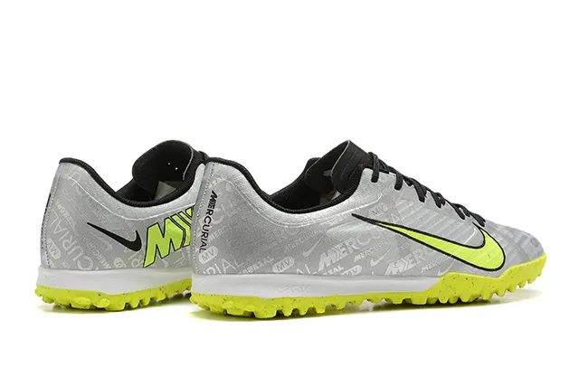 Nike Mercurial Vapor cinza amarelo baixo-corte sintético superior repetitivo gráfico impressão grama artificial sapatos futebol 5