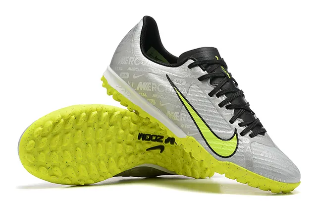 Nike Mercurial Vapor cinza amarelo baixo-corte sintético superior repetitivo gráfico impressão grama artificial sapatos futebol 6